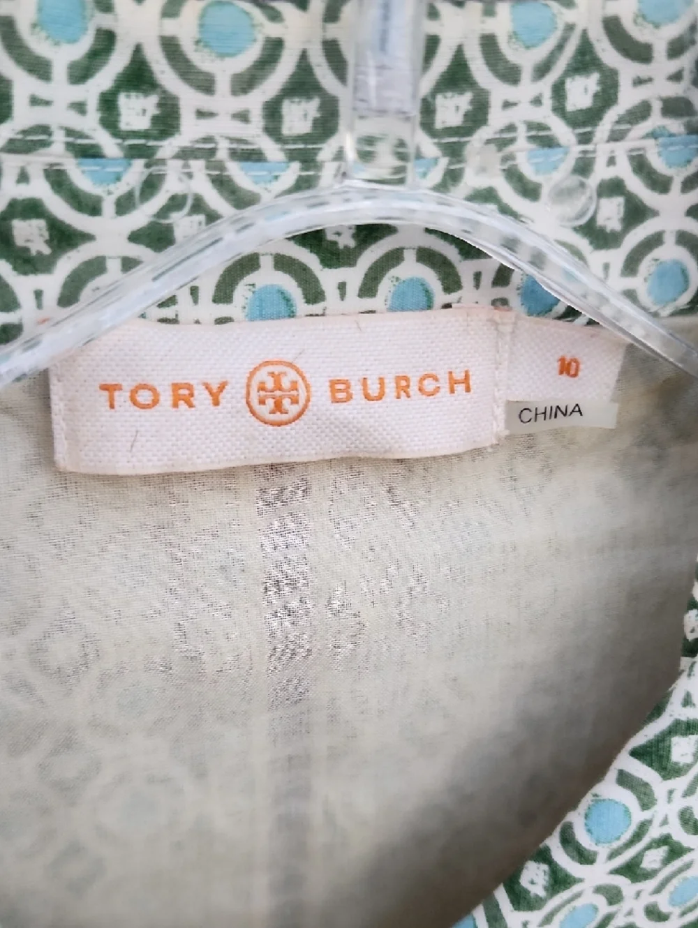 Tory Burch Garden Party Talia Botanical Green Printed Shirt Dress Runway Size 10